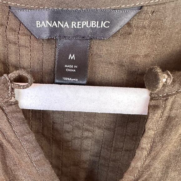 BANANA REPUBLIC Olive Green Sheer Blouse - Picture 5 of 7